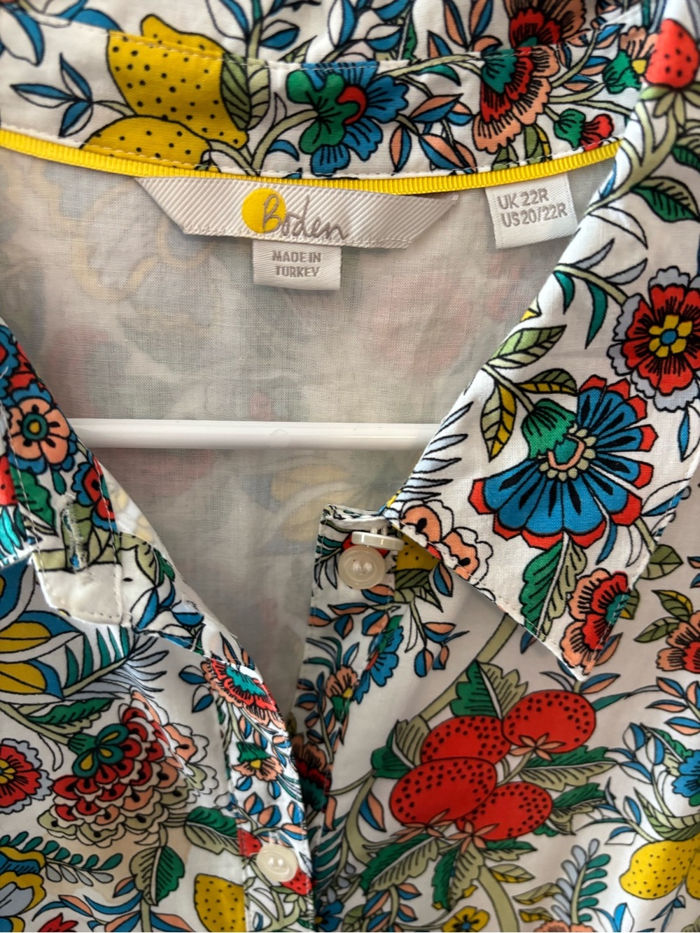 Boden Multicolor Floral Button-Front Dress (White, Red, Yellow, Blue, Green) - Picture 7 of 8